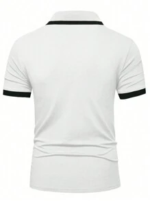 Manfinity Homme Nam Tương phản Màu sắc Áo polo - trắng - Xem 2