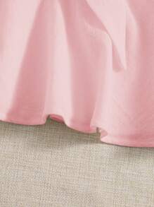 Soleia Woven Solid Color Cami Top With Ruffle Hem And Front Knot Design - Pink - View 5