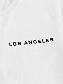 Manfinity VCAY 男士字母印花熊圖案短袖針織t恤和短褲套裝 - 棕色 - 查看 4