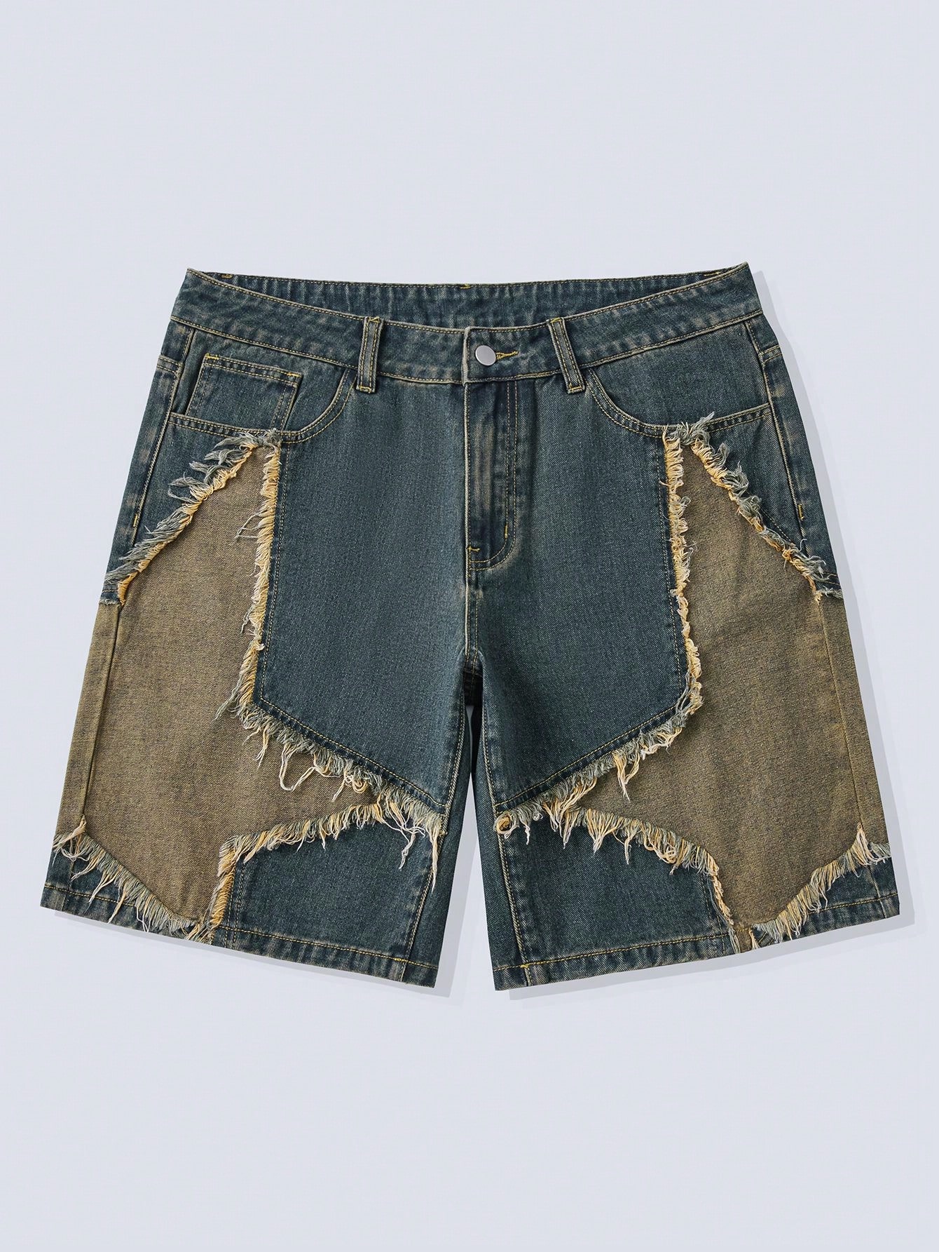 Our Street Life Men's Personalized Desinged Patchwork Denim Shorts