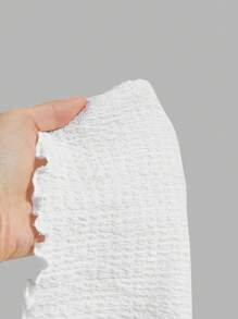 SHEIN MOD 褶皺胸前,弧形搖擺邊緣,後插紋羅紋背心上衣 - 白色 - 查看 5