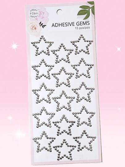 Kawaii 1 Pieza Calcomanía De Estrella Hueca Y Gema De Diamantes De Imitación