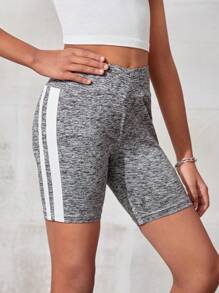 SHEIN Quần short thường ngày dệt kim màu xám hoa Tween Girl - Xám - Xem 1