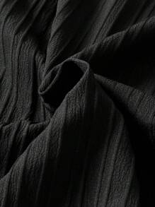 Calvaya Blusa de cuello de muesca de manga murciélago - Negro - Ver 7