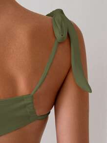 SHEIN Swim Traje de baño de una pieza para mujeres con lazo, estilo versátil para vacaciones en la playa