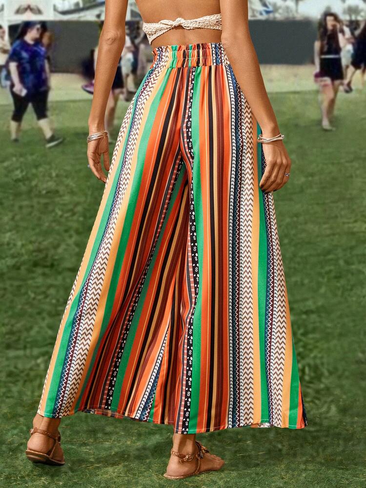 Women's Striped Tie Waist Long Pants Fall Cloth For Women