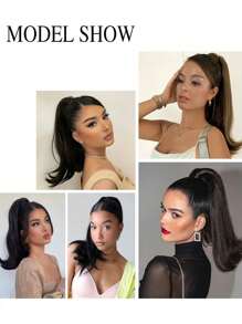 Drawstring Ponytail Extension 12 Inch Short Curly Wig Pony Tail Hair Extensions For Women Girls High Heat Resistant Synthetic Fiber Fake Hairpieces-Black,Looks Natural Like