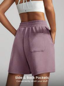GLOWMODE Quần short Bermuda SoftSerene Modal có túi điều chỉnh được, mặc hàng ngày, mặc đi chơi mùa hè - Elderberry - Xem 2