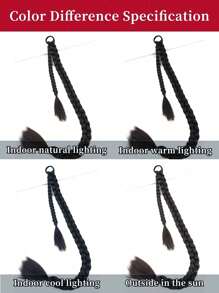 Tóc nối thẳng bằng sợi tổng hợp, dài 18"/26"/30", kiểu đuôi ngựa tết, kèm dây buộc tóc mềm mại, thích hợp sử dụng hàng ngày. - màu đen - Xem 12