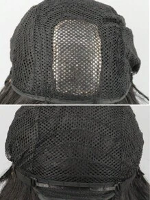 女士合成耐熱卷髮假髮,自然黑色長20英寸,整體機器製造,適用於日常使用 - 黑色 - 查看 8