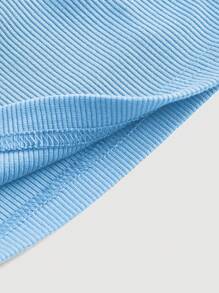 SHEIN MOD 女士纯色交叉吊带背心 - 淺藍色 - 查看 3