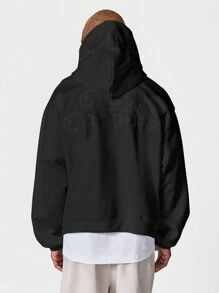 SUMWON Regular Fit Overhead Hoodie With Back Embroidery - Black - View 1