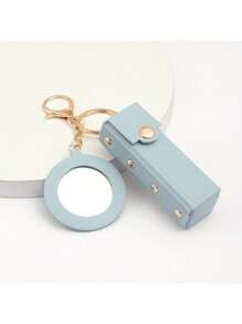 别致的守护者钥匙扣 - 时尚小镜子，优质 PU 皮革袋，保护和整理，完美的便携式化妆配件。多色钥匙扣，带镜袋、钱包、钱包配件钥匙扣吊坠。1 件独特设计钥匙扣包吊坠、实用钥匙扣、时尚包吊坠、精致花朵图案、小镜子吊坠 - 棕色 - 查看 6