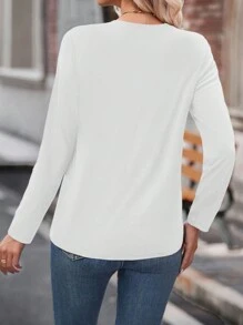 SHEIN LUNE Cute & Sweet Japanese Style Checkerboard Balloon Printed Casual Long Sleeve T-Shirt - White - View 2