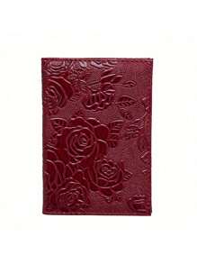 1個浮雕護照套,旅行袋護照錢包,旅行用品組織器。3d玫瑰浮雕護照套,帶sim卡插槽和疫苗護照套,纖薄護照保護器,旅行用品。1個旅行袋護照和疫苗護照組合,男女通用纖薄旅行用品護照錢包保護套,pu皮革護照套,適用於旅行,戶外,出差,飛行,度假,防水攜帶便攜式多功能護照套 - 酒紅色 - 查看 3