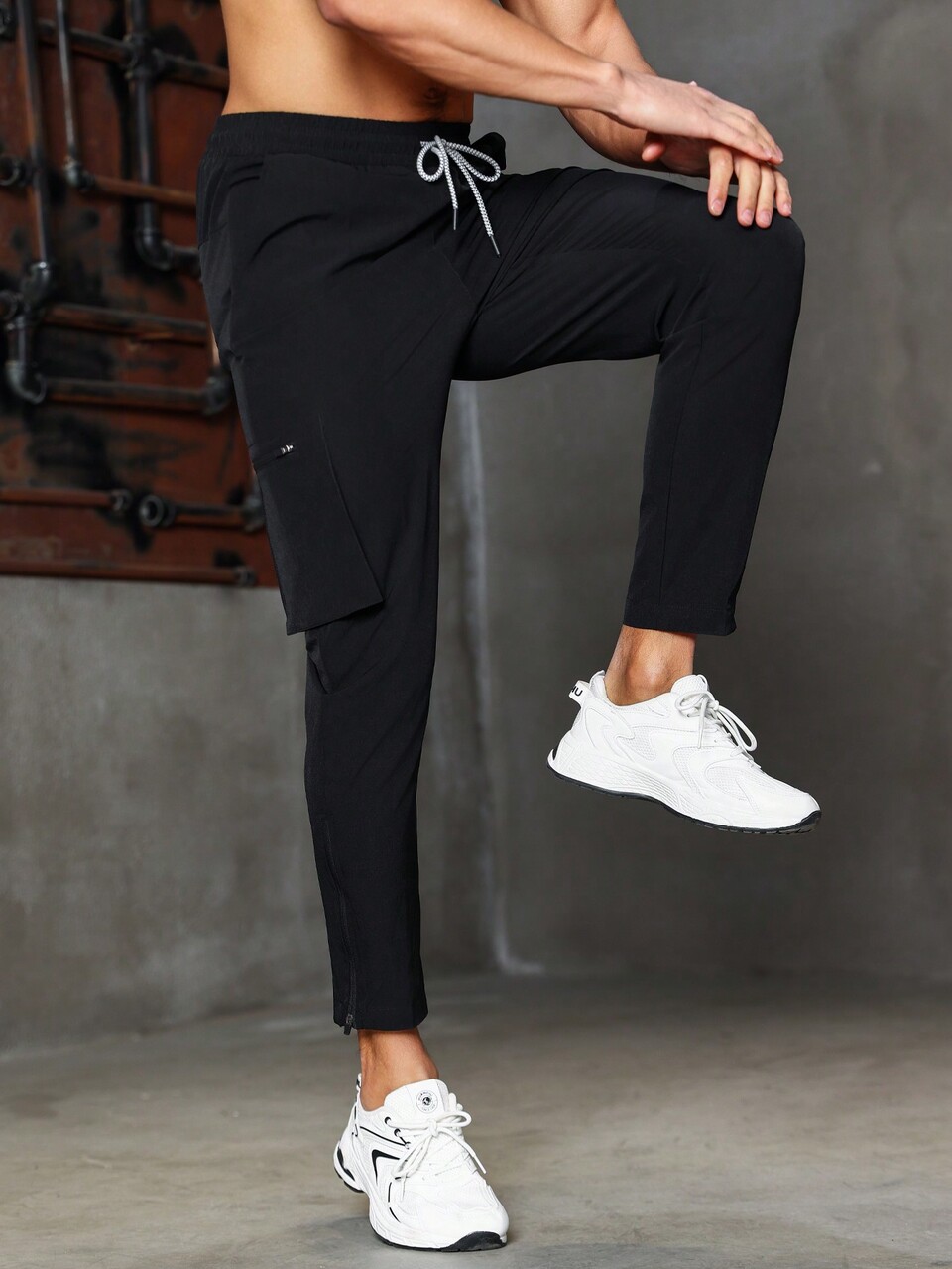 Boyfriend Style Men's Solid Color Drawstring Waist Active Pants Sweat Pants