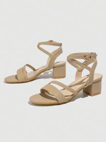 Của phụ nữ Mùa hè Ở giữa Gót chân Phong cách La mã Mặc đôi Dép xăng đan , Màu be Gót dày Cao gót Và Dép phẳng , Linh hoạt Thời trang Giày dép - Màu be - Xem 7