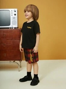HARRY POTTER X SHEIN Young Boy 1pc Cartoon Figure And Letter Gryffindor Graphic Black Tee - Black - View 8