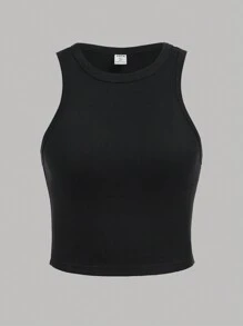SHEIN Girlism 少女针织纯色个性翻领弧度休闲背心 2 件套 - 彩色 - 查看 5