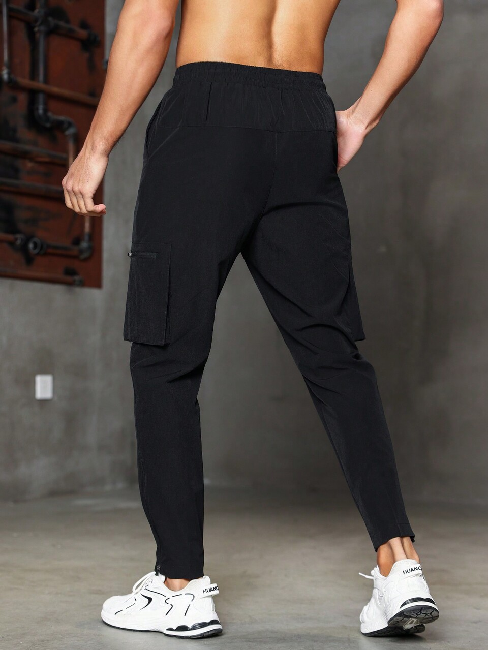 Boyfriend Style Men's Solid Color Drawstring Waist Active Pants Sweat Pants
