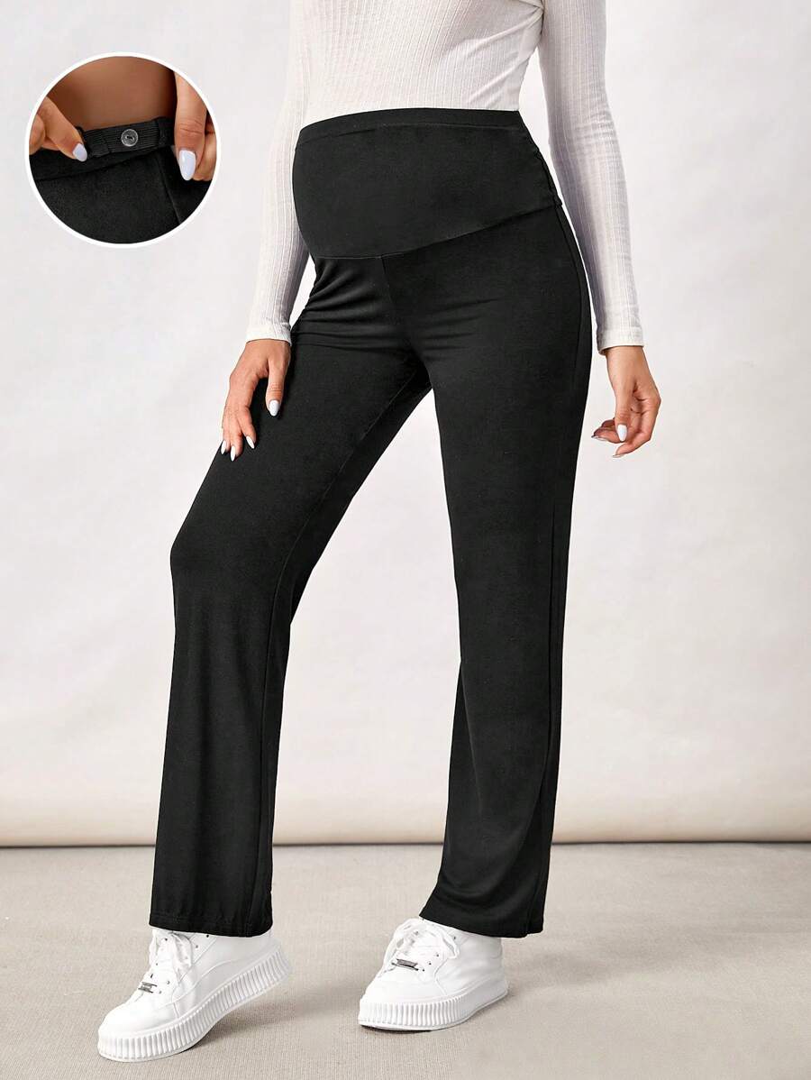 SHEIN Maternity High Waist Trousers - Black - View 1