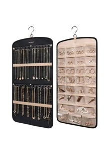 1 ชิ้นที่แขวนเครื่องประดับ, ชั้นวางเครื่องประดับสองด้าน, ที่ใส่สร้อยคอ, ที่แขวนแหวนต่างหูป้องกันการพันกันพร้อมกระเป๋าเครื่องประดับ 20 ใบกระเป๋าเดินทางม้วนพร้อมกระเป๋าแขวนประตูผนังตู้เสื้อผ้า 1 ชิ้นแบบพกพาแขวนจัดเก็บเครื่องประดับออแกไนเซอร์จัดเก็บม้วนด้วยตะขอโลหะที่แขวน, สองด้านผู้ถือเครื่องประดับสำหรับต่างหู, สร้อยคอ, แหวนในตู้เสื้อผ้า, ผนัง, ประตูกระเป๋าเครื่องประดับแขวน StorageFor หอพักวิทยาลัยสำหรับโรงเรียนสำหรับหอพักสำหรับห้องนอนสำหรับหอพักวิทยาลัยสำหรับบ้านกันน้ำพับความจุขนาดใหญ่ สำหรับแหวน - สีดำ - ดู 2