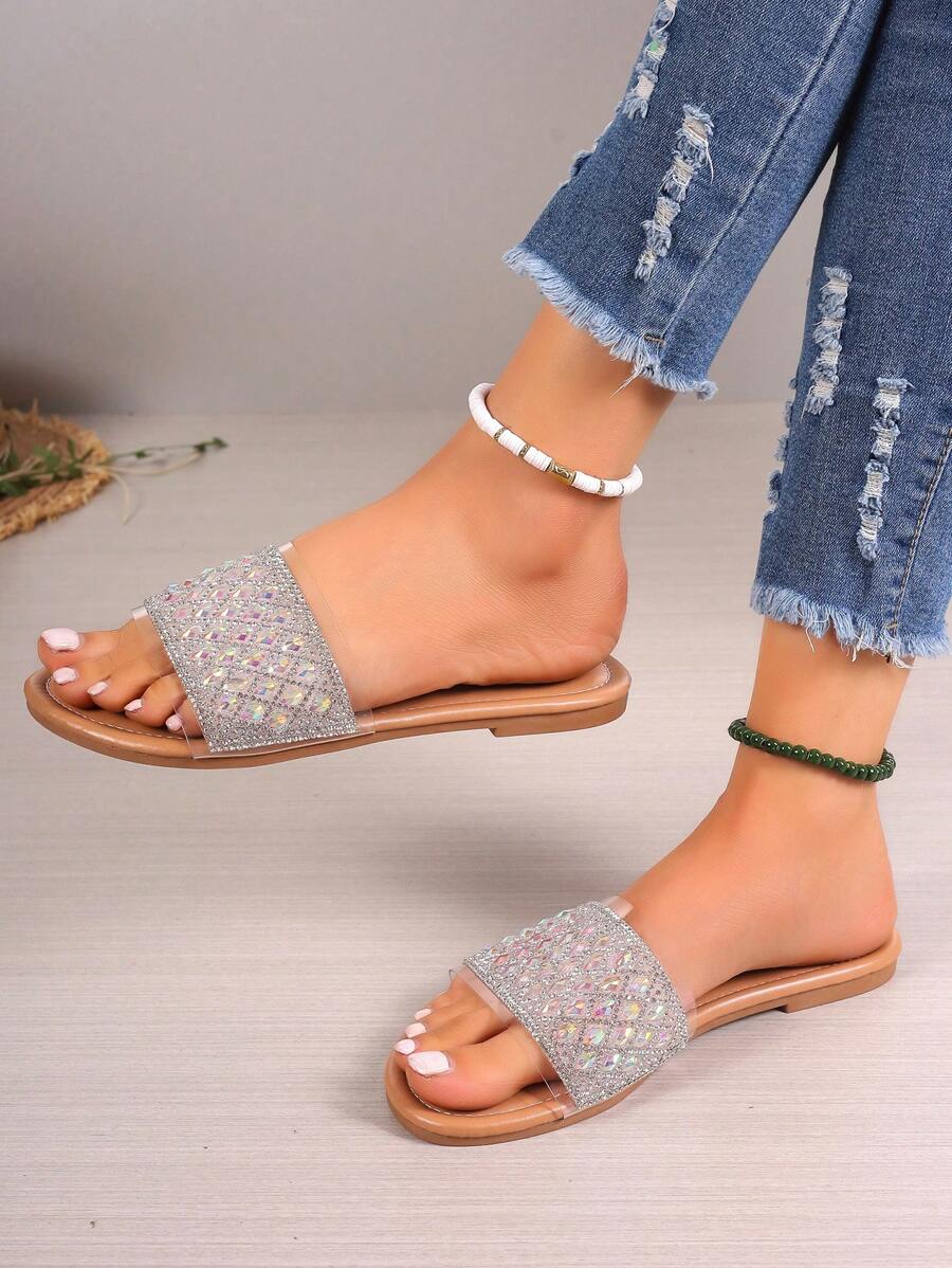 Của phụ nữ TPU trong suốt Dép đi trong nhà Với Dây đeo trong suốt - Màu Khaki - Xem 1