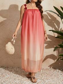 Breezaya Plus Size Women's Ombre Color Spaghetti Strap Dress
