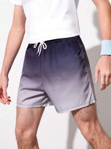 Pantalones cortos deportivos 2 en 1 para adolescente con cintura ajustable con cordón y degradado de colores