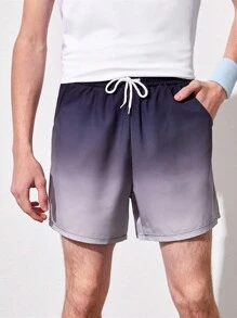 Pantalones cortos deportivos 2 en 1 para adolescente con cintura ajustable con cordón y degradado de colores