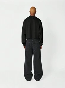 SUMWON Crop Fit Crew Neck Sweatshirt - Black - View 7