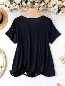 SHEIN LUNE Kích thước lớn In Vòng cổ Giải trí Áo thun - Nhiều màu - Xem 2