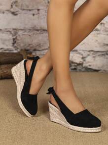 女式简约时尚黑色编织厚底乐福鞋 - 黑色 - 查看 3