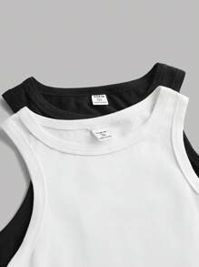 SHEIN Girlism 少女针织纯色个性翻领弧度休闲背心 2 件套 - 彩色 - 查看 7