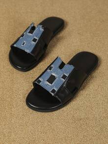 Nam Dép xăng đan 2024 Mới Ngoài trời Chống trượt Đáy mềm bờ biển Giày dép , Giải trí Mặc - màu đen - Xem 5