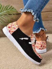 女款印花圓頭帆布跑步運動鞋,配有鞋帶和透氣設計,休閒運動鞋 - 彩色 - 查看 6