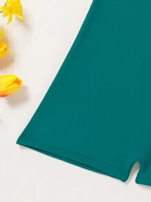 SHEIN Swim NỮ Khối màu Áo tắm một mảnh Với Dây đeo Thiết kế , Cho mùa hè , bờ biển , Kỳ nghỉ , Du lịch , Lễ hội , Hồ Bơi , Lướt sóng - màu xanh lá - Xem 7