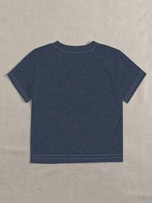INAWLY Dandelion & Letter Printed Ombre Round Neck Short Sleeve T-Shirt For Spring/Summer - Multicolor - View 2