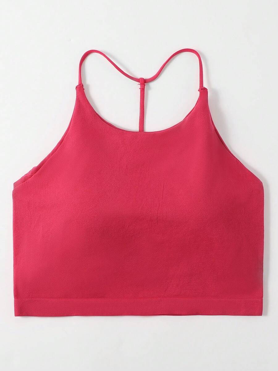 Top tipo camisola simples de cor sólida para menina pré-adolescente - Pink - Visão 1