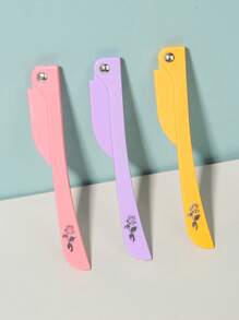3 piezas Afeitadora plegable de acero inoxidable con mango plegable portátil y protector de , herramienta de belleza - Multicolor - Ver 3