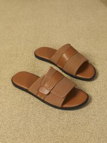 2024男士夏季新款帶鬆緊帶沙灘鞋,軟防滑鞋底,適合沙灘和休閒穿著 - 棕色 - 查看 6