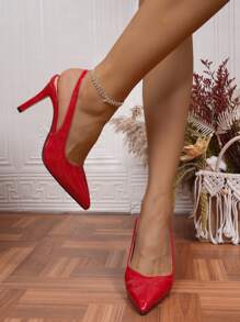 Fashionable Women's High Heel Shoes - Red - View 7
