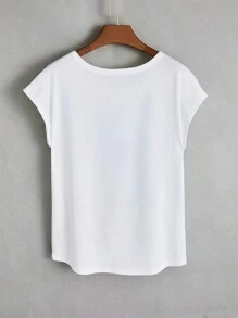 INAWLY Áo thun in hình nhân vật thường ngày cho nữ Áo thun họa tiết cho nữ - trắng - Xem 2