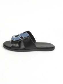 Nam Dép xăng đan 2024 Mới Ngoài trời Chống trượt Đáy mềm bờ biển Giày dép , Giải trí Mặc - màu đen - Xem 2