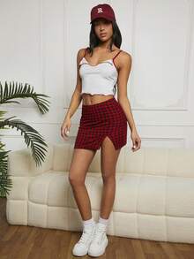 SHEIN EZwear Của phụ nữ Trắng Dệt kim Áo ba lỗ - Màu Đỏ Sâu - Xem 7