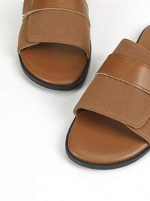 2024男士夏季新款帶鬆緊帶沙灘鞋,軟防滑鞋底,適合沙灘和休閒穿著 - 棕色 - 查看 3