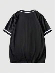 ROMWE MEN Goth Nam Bộ xương Đồ họa tay & chữ Tương phản ràng buộc Áo sơ mi Without Tee - màu đen - Xem 2