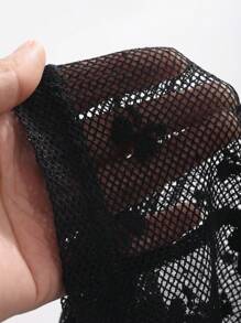 DAZY 女士短款露脐上衣，网纱蝴蝶结装饰，喇叭袖，荷叶边薄纱长袖女式上衣，外出上衣 - 黑色 - 查看 3