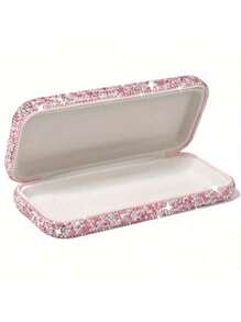 1pc Cute Eyeglasses Case, Rhinestone Hard Shell Protective Eyeglasses Case, Eyeglasses Sunglasses Storage Case, Home Decor, Valentines Gift, Valentines Decor, Gift For Man, Gift For Woman. Bling Rhinestone Glasses Case Decorative Sunglasses Reading Glasses Holder Case, Eyes Glasses Storage Organizer Box, For Travel For Trip Car Glasses Box. Makeup Bag Cosmetic Bag - Silver - View 6