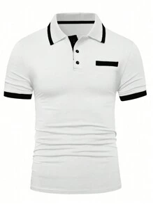Manfinity Homme Nam Tương phản Màu sắc Áo polo - trắng - Xem 3